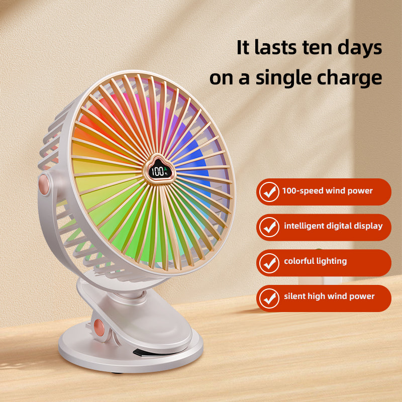2026 New 100-Speed Quiet USB Smart Digital Fan with Timer and Long Battery Life