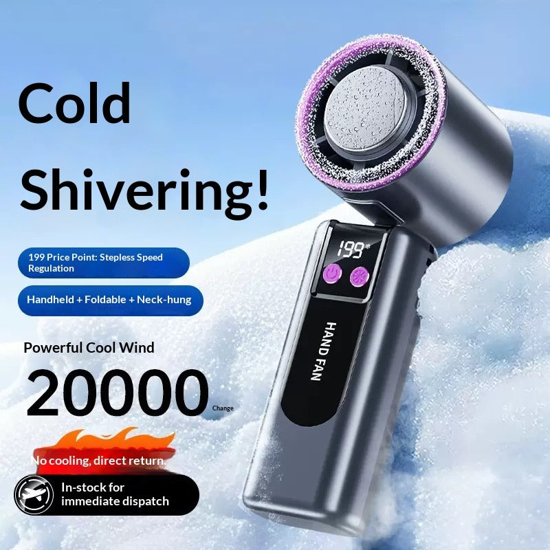 2026 New Ice Compress High-Speed Fan with Semiconductor Cooling Handheld Rechargeable and Foldable
